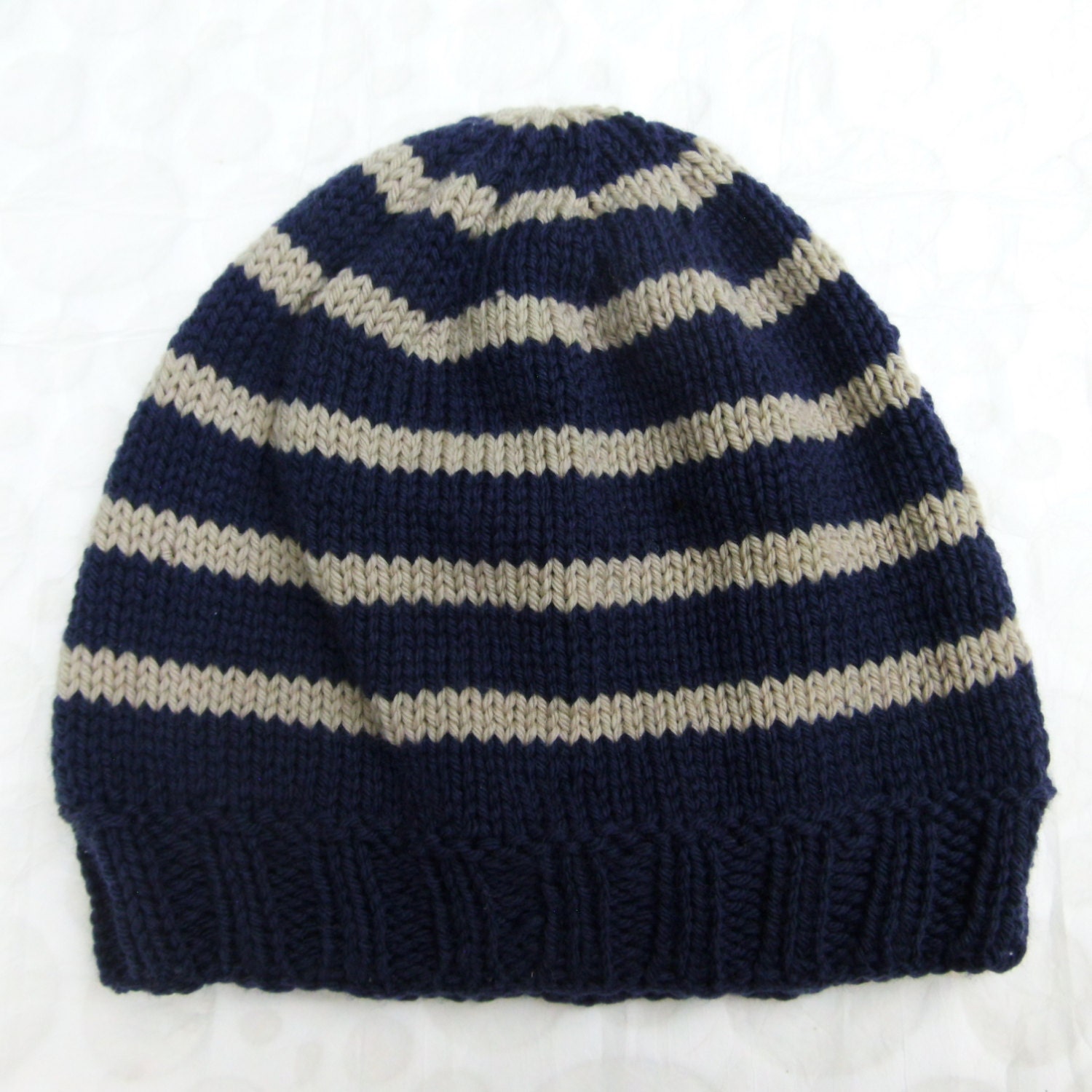 KNITTING PATTERN/CAMPUS Mans Striped Slouch Hat / Mans Striped - Etsy