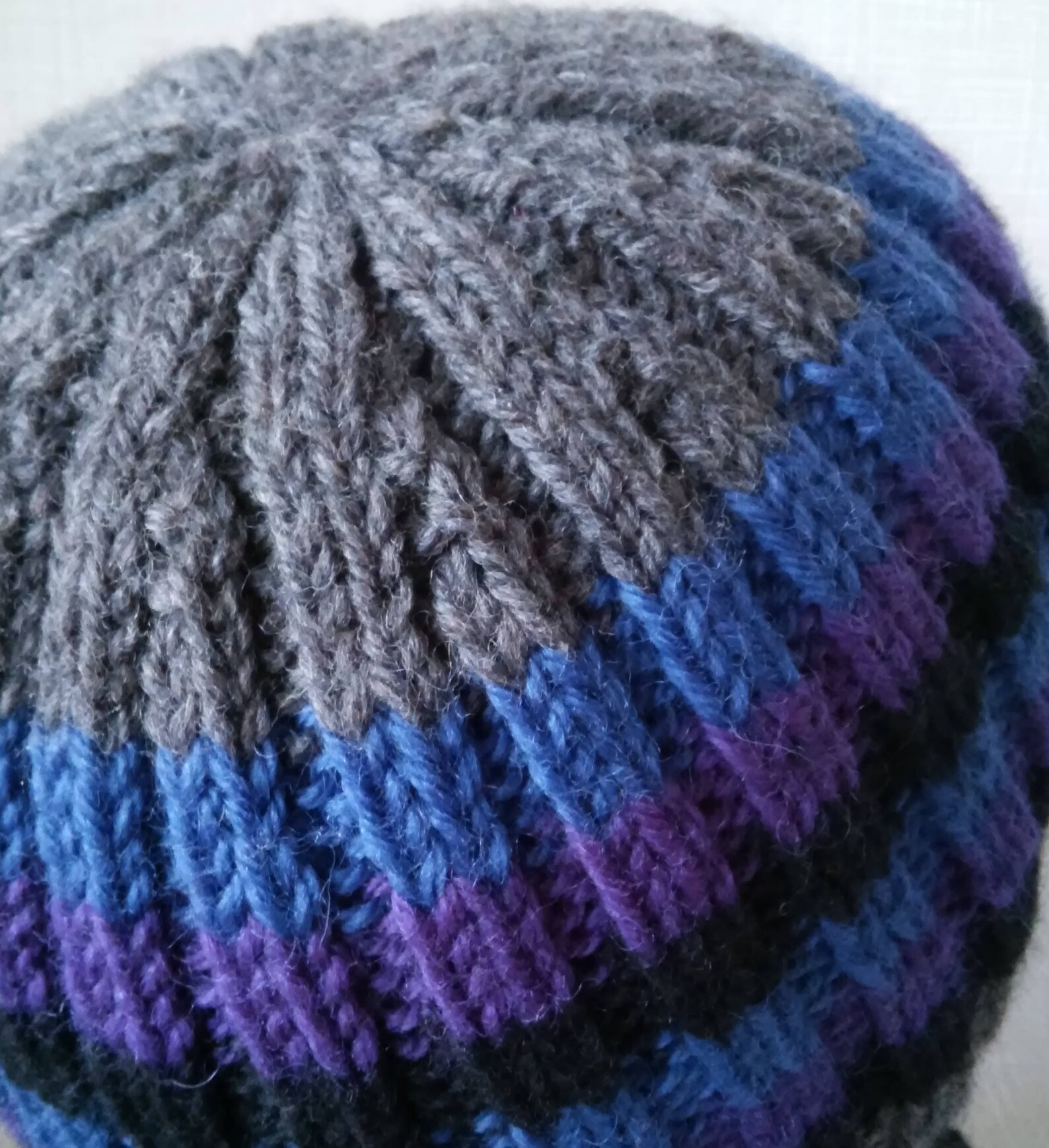 KNITTING PATTERN Mens Striped Rib Hat Knit Flat Knit Beanie Etsy