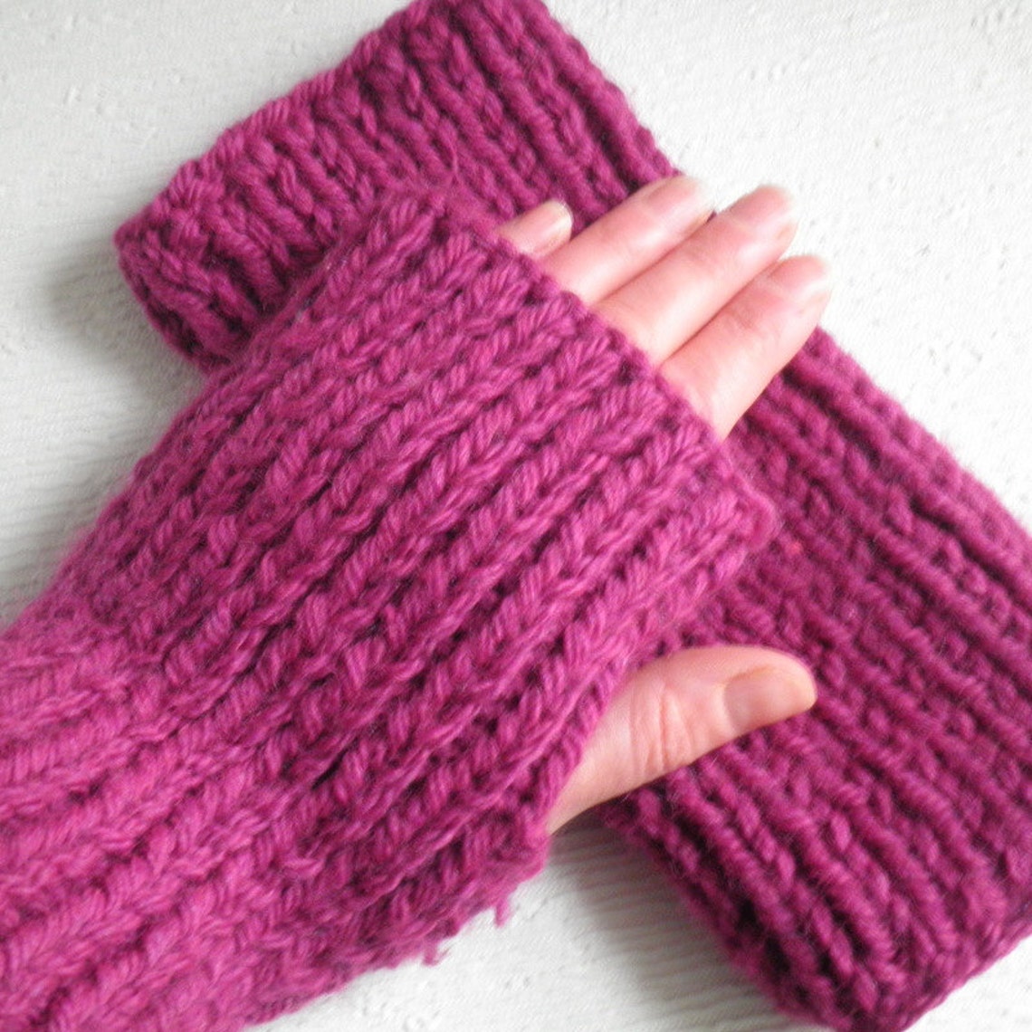 Mens Fingerless Gloves KNITTING PATTERN Chunky Yarn Gift for Etsy