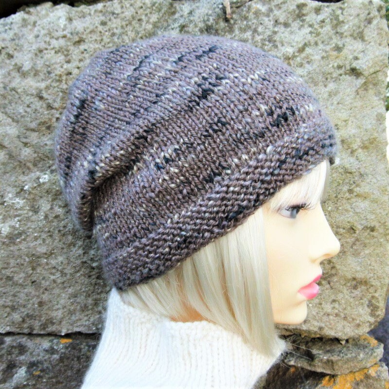 MENS Slouch BEANIE Knitting Pattern Simple Slouchy Hat Knit Etsy