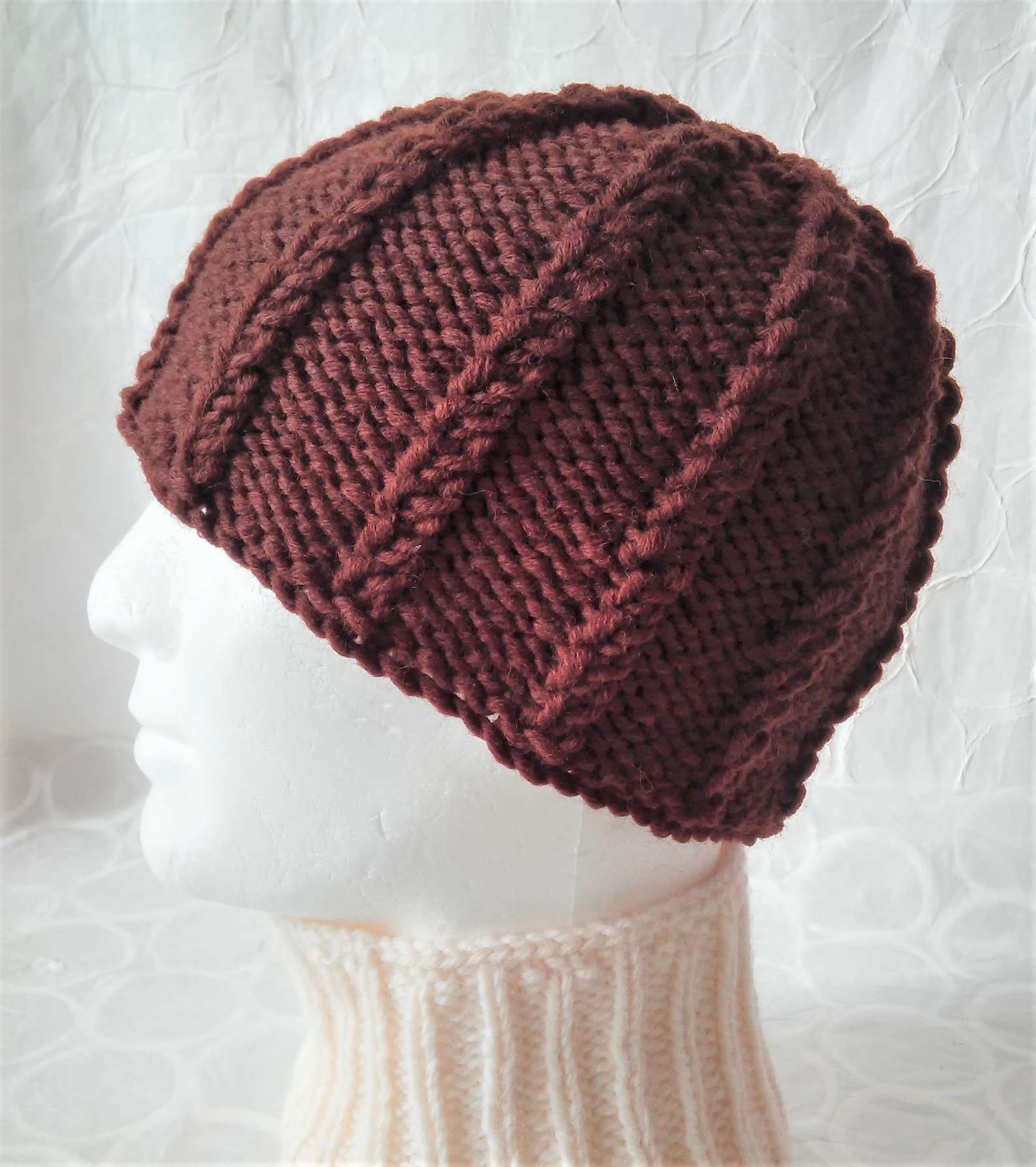 Mens Cable Hat Pattern Winter Beanie Knitting Pattern Etsy
