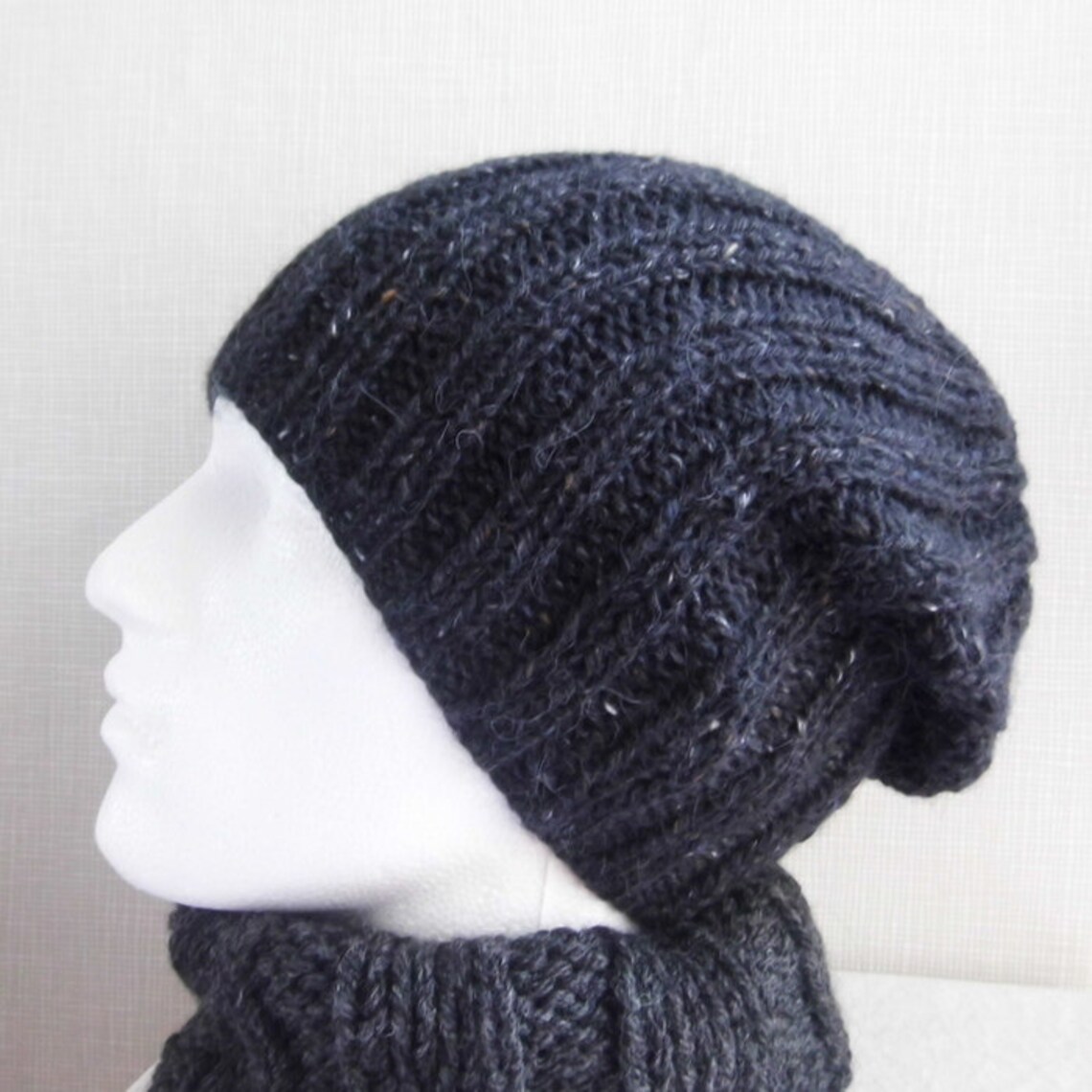 KNITTING PATTERN Mens Slouch Hat Easy Knitting Pattern Knit Round Gift ...