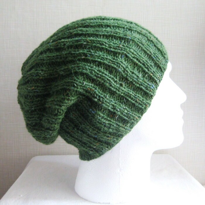 KNITTING PATTERN Mens Slouch Hat Easy Knitting Pattern Knit Round Gift ...