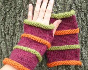 KNITTING PATTERN/ OSLO/ Mens Fingerless Gloves  3 sizes 3 lengths Easy/ Striped Glove Pattern/ Mens Glove/ Mens Knitting / Easy Glove