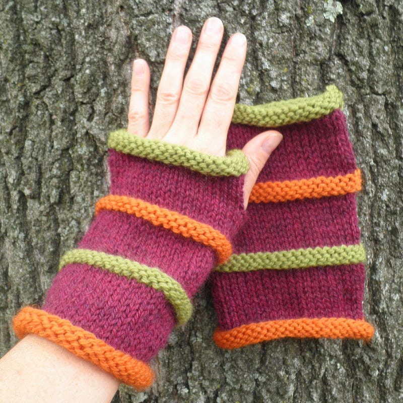 KNITTING PATTERN/ OSLO/ Mens Fingerless Gloves  3 sizes 3 lengths Easy/ Striped Glove Pattern/ Mens Glove/ Mens Knitting / Easy Glove