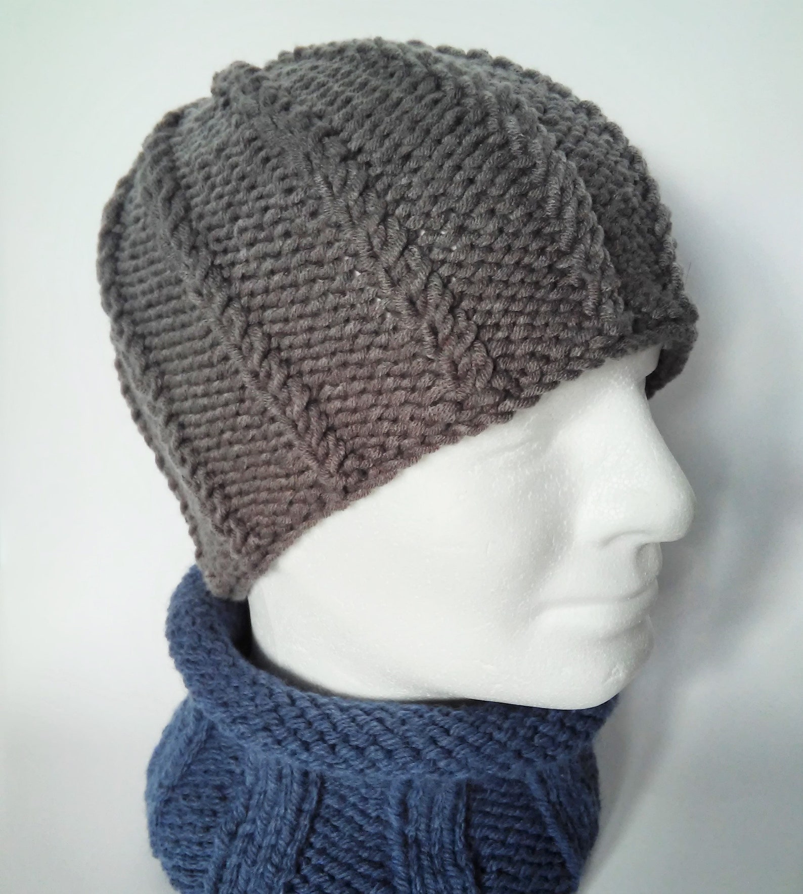 Mens Cable Hat Pattern Winter Beanie Knitting Pattern Etsy