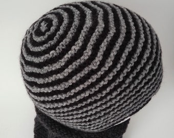 Mens Stripe Hat Pattern Easy Beanie KNITTING PATTERN Knit Flat Gift for Men Boyfriend Husband Dad Christmas Gift for Him/DENVER Beanie