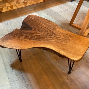 Custom Order Walnut Wood Live Edge Slab Coffee Table/ Walnut End Table/Single Slab Center Table/ Wooden Coffee Table/ Dark Coffee Table