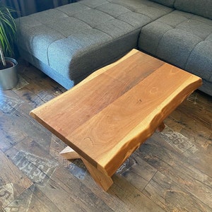 Custom Order Walnut Wood Live Edge Coffee Table/ Wooden Coffee Table/ Walnut Center Table/ Wooden End Table/ Rustic Wooden Coffee Table