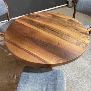 Custom Order Straight Edge Diameter Round Walnut Wood Table/ Round Coffee Table/ Wooden Table/ Kitchen Table/ Handmade Solid Wooden Table
