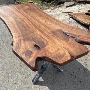 Custom Order Walnut Wood Live Edge Dining Table/ Walnut Slab Table/ Slab Conference Table/ Kitchen Table/ Living Room Table/ Coffee Table