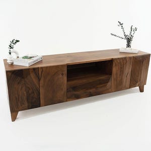 Custom Order Dark Walnut Tv Unit, Wooden Buffet, Walnut Cabinet, Mid Century Modern Solid Cabinet, Dark Wood Credenza, Living Room Furniture