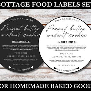 Editable Cottage Food Label, Baked With Love Sticker, DIY Bakery Kitchen Ingredients Tag, Small Business Packaging Decal, Canva Printable