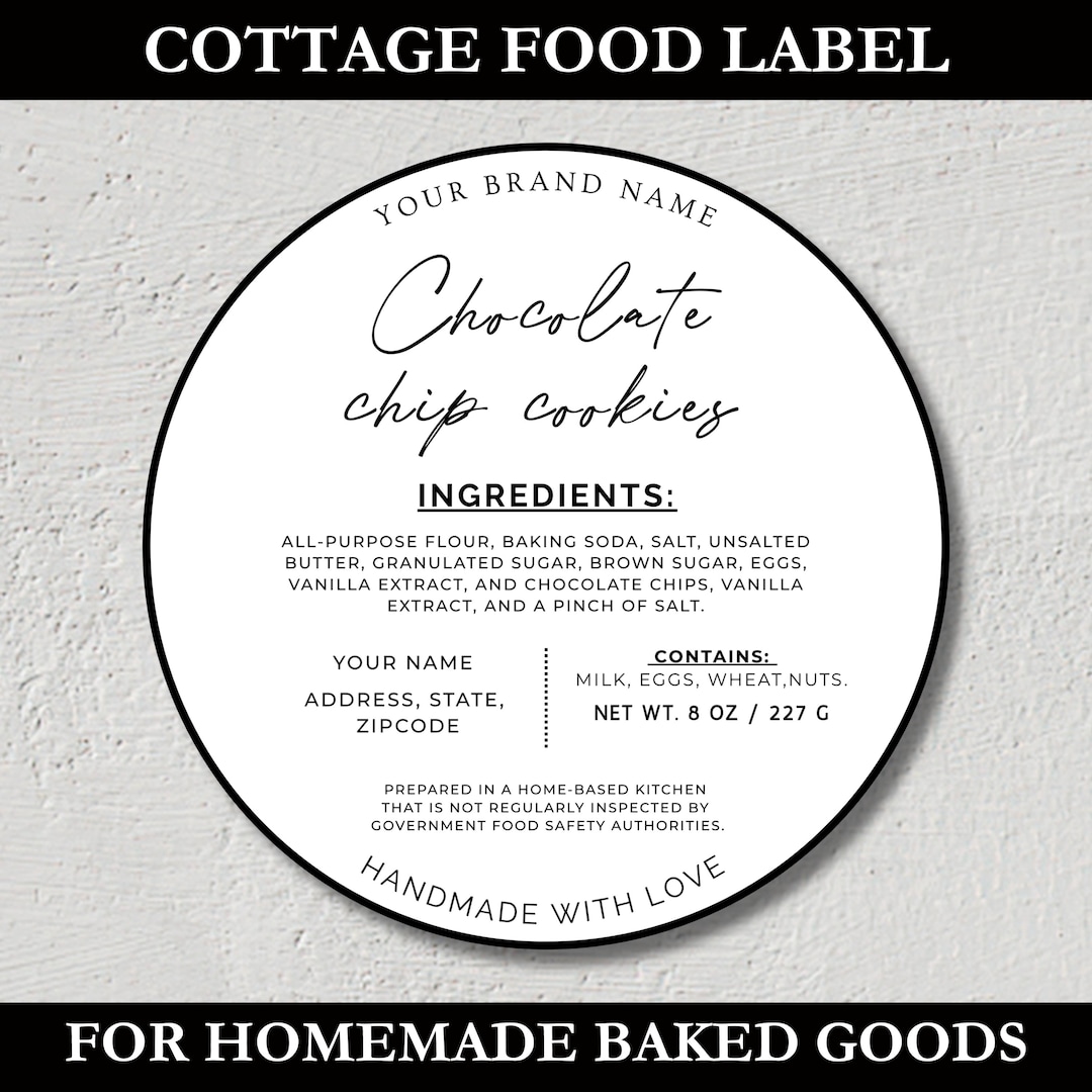 Editable Cottage Food Label, DIY Bakery Kitchen Ingredients Sticker Tag ...