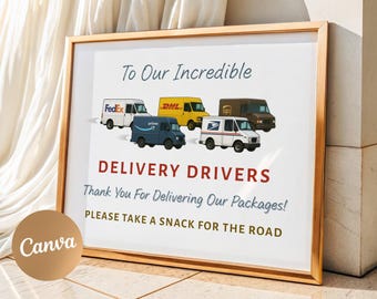 Delivery Driver Thank You Sign, Porch Snack Station, Take a Treat sign, Package Carrier Appreciation, Canva