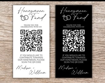 Honeymoon Fund QR-Code, benutzerdefinierte moderne Honeyfund-Karte, Venmo Cash Hochzeitsgeschenk Zeichen