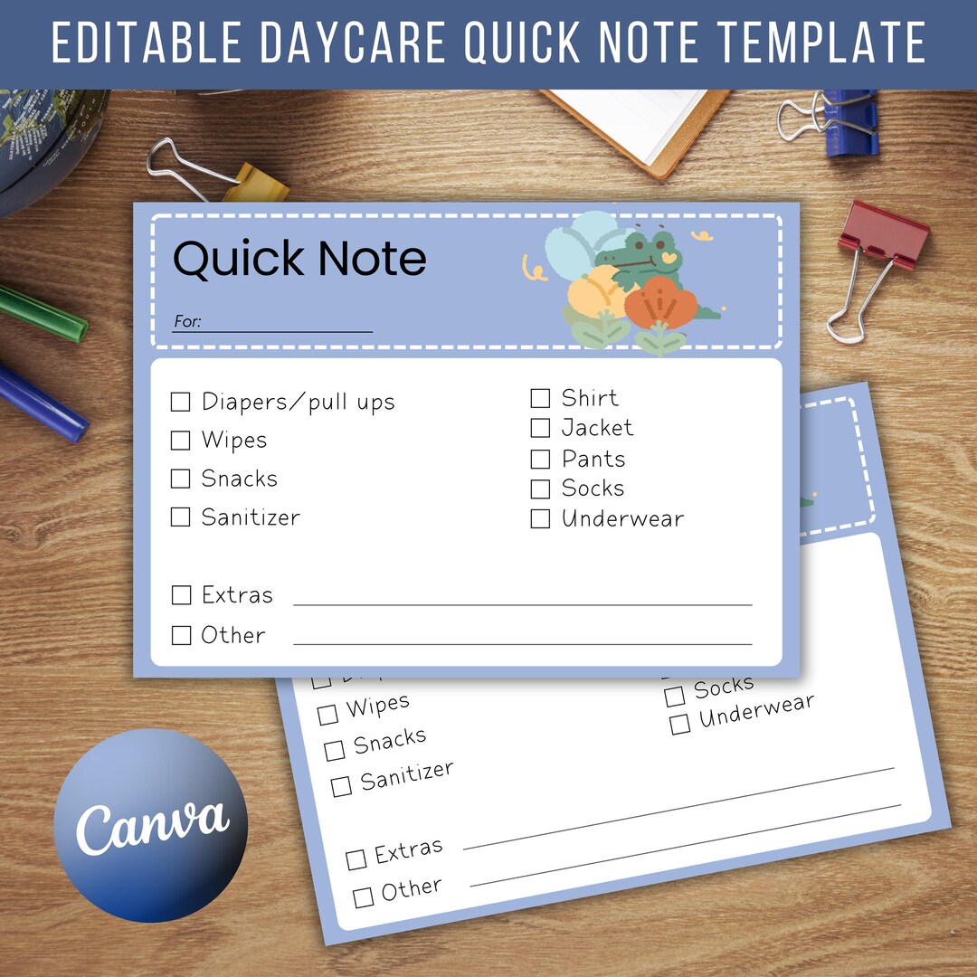 Daycare Quick Note Mail, Home Supplies Note From Teacher, Preschool VPK ...