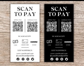 QR-Code-Karte zum Bezahlen per Scan, druckbares Zahlungsschild, Kleinunternehmensbedarf, Soziale Medien