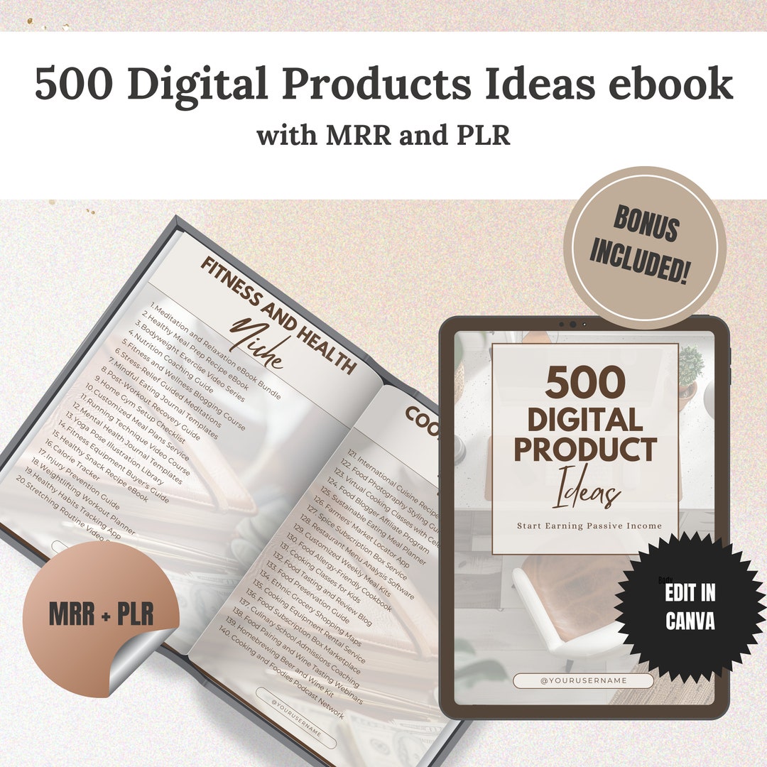 500 Digital Product Ideas for Passive Income MRR PLR Done for You Lead ...