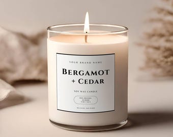 Editable Candle Label Template, Printable Small Business Packaging, DIY Modern Wax Sticker, Digital Download