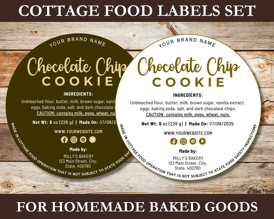 Editable Cottage Food Label, DIY Bakery Kitchen Ingredients Tag Sticker ...