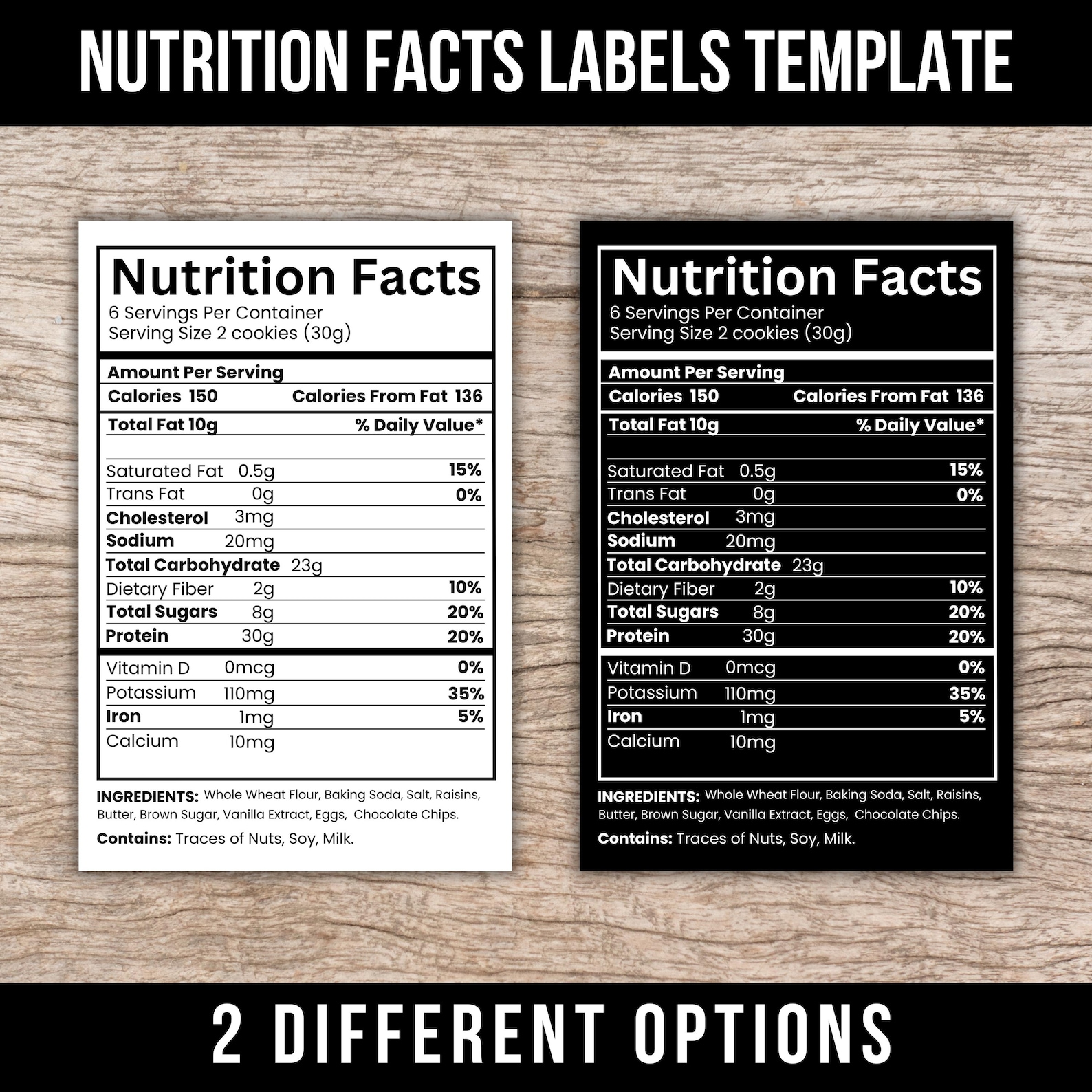 Nutrition Facts Label Template, Editable Food Calories Ingredients ...