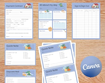 Kindergarten-Formulare Dokumente, druckbare Lehrer Home Mail Note, Kindertageslogbuch, Einschulungsvertrag