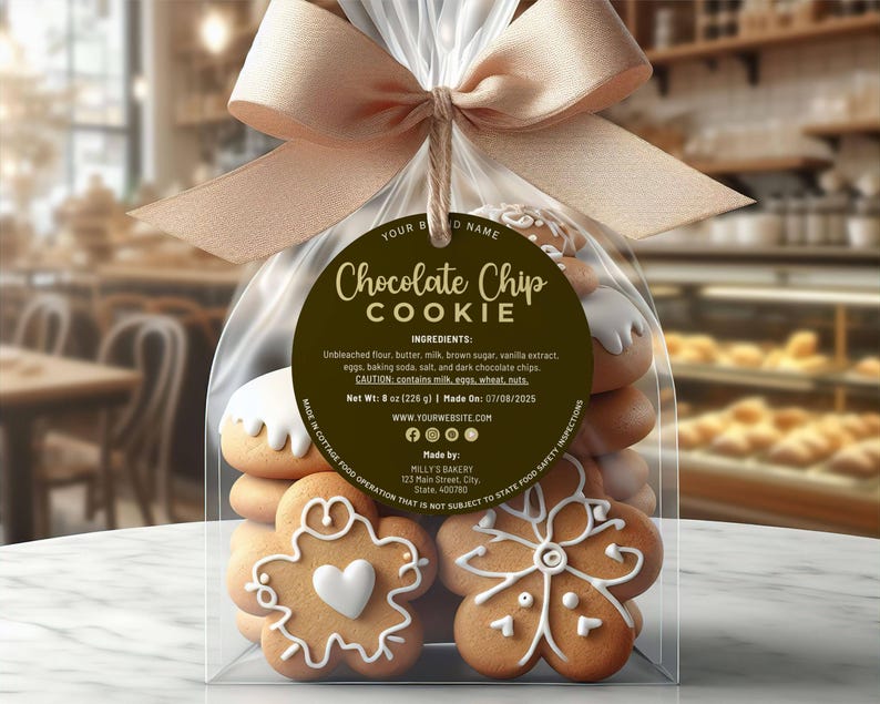 Editable Cottage Food Label, DIY Bakery Kitchen Ingredients Tag Sticker ...