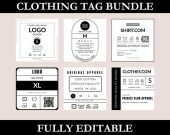 Bearbeitbares Kleidungslogo, Markenpaket, Shirt-Label DIY Pflegesymbole PNG Waschanleitung