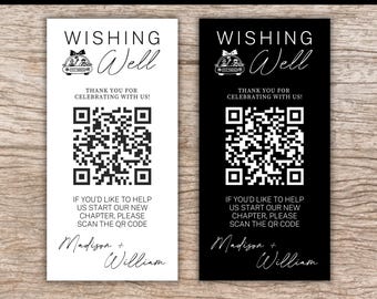 Vorlage für einen QR-Code zur Hochzeitskasse, bearbeitbare, moderne Flitterwochen-Scankarte, Venmo-Geldgeschenk-Schild