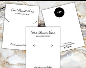 Editable Jewelry Display Card Template Bundle, Printable Earrings Bracelet Brooch Necklace Packaging Tag, Digital Canva