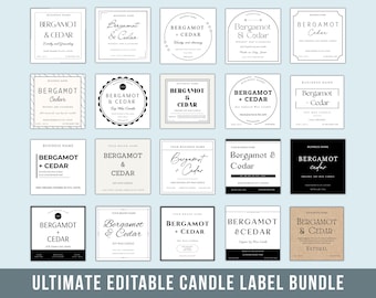Editable Candle Label Bundle, Minimalist Small Business Modern Wax Designs, Custom Branding DIY Sticker