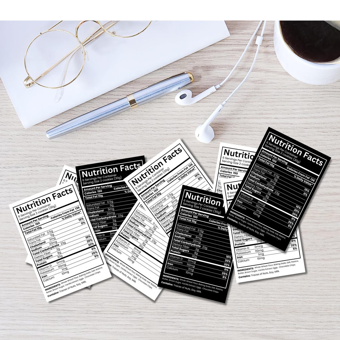 Nutrition Facts Label Template, Editable Food Calories Ingredients ...