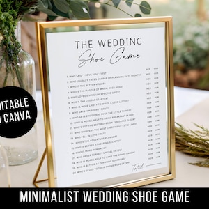 Editable Wedding Shoe Game Template, Digital Minimalist Bridal Shower Games, Engagement Party Bachelorette Fun, Couples Table Games, Canva