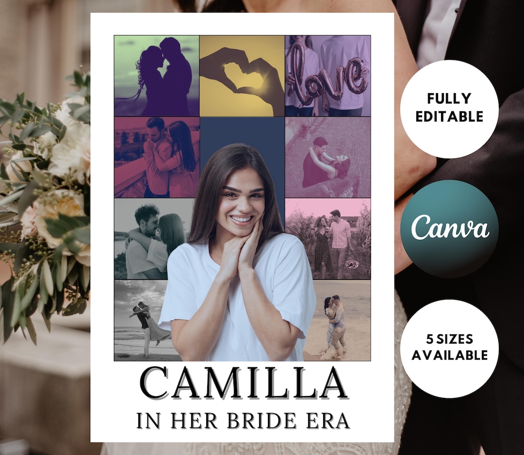 Editable Bride Era Poster Template, Wedding Photo Collage Gift, DIY ...
