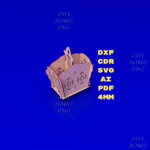 Blumentopflappen Laser Cut Dateien, dekorativer hölzerner Pflanzkasten dxf cdr svg ai pdf, 4 mm Sperrholzschnittvorlage, CNC Vektor-Design