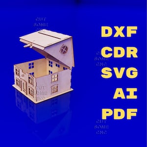 Laser Cut House Box SVG File: 4mm Plywood CNC Model (Digital Download