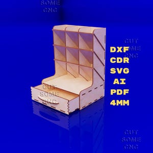 Laser Cut Organizer Box with Drawer: CNC File for 4mm Plywood (Digital Pattern)