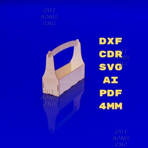 Blumenhalter Laser Cut Datei svg dxf pdf cdr ai, 4 mm Holztopfträger mit Griff, CNC digitale Vorlage für Pflanzen & Geschenke, Glowforge