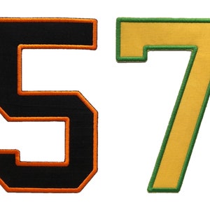 7&quot; Iron on Numbers  - Custom Patches for Jackets - Custom Embroidered Large Back Patch Applique