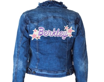 Custom Iron on Name Patches for Personalized Bridesmaid, Bride, Mrs. Jacket  9&quot; - 14&quot; Personalize Cheer & Dance Jackets