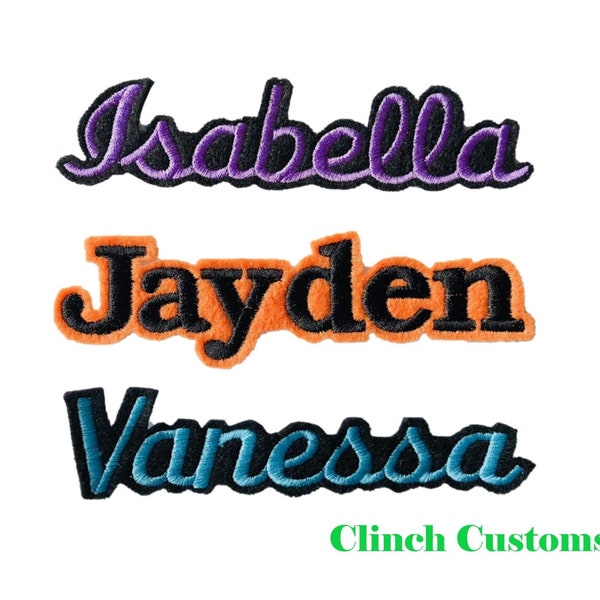 3" - 17" Iron on Name Patches for Jackets * Embroidered Large Back Patches and Name Tags * Your Name