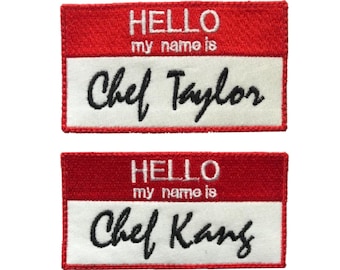 Custom Patches for Jackets - Embroidered Iron on Name Tags "Hello My Name Is" Tag