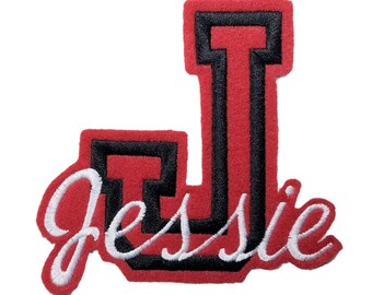4.5&quot; Custom Name Patch for Jackets and Backpacks * Iron on Name Patch with Embroidered Letter