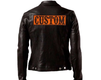11 Custom Iron on Patches for Jackets Motorcycle Rocker Patches Top, Bottom  or Both 