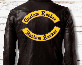 Custom Embroidered Rocker Patch Set, Iron-On Banners for Biker MC Jackets and Vests