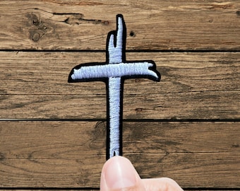 Cross Patch | Minimalist Iron on Embroidered Crucifix 3"