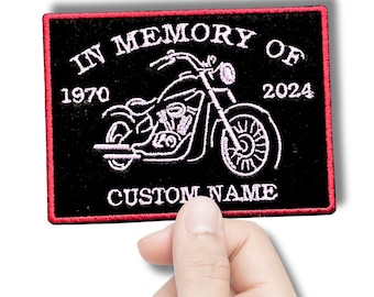 Custom Embroidered Memorial Patch: In Memory of Motorcycle Biker Jacket Iron On Applique