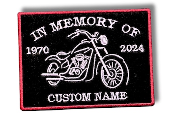 Custom Embroidered Memorial Patch: In Memory of Motorcycle Biker Jacket Iron On Applique