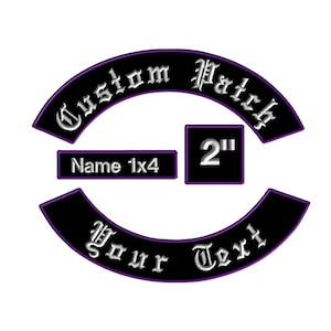 Motorcycle Patches for Jackets & Biker Vests | 12&quot; Top Rocker Patch, Bottom, Officer Tag, MC Cube | Iron on / Sew On